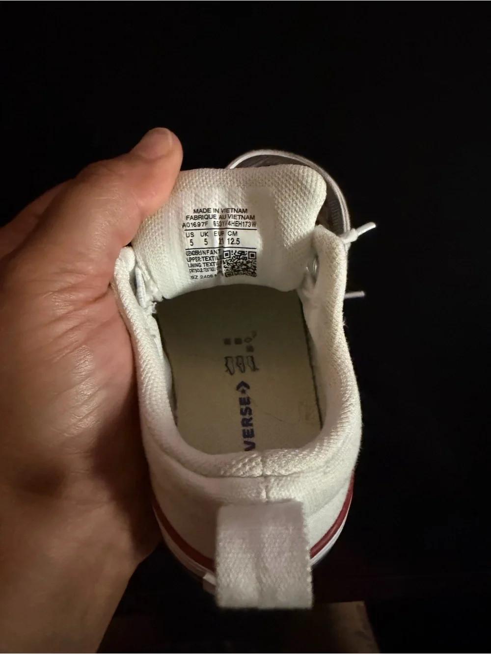 Converse Kids Low Top Sneakers in White with Red Accent